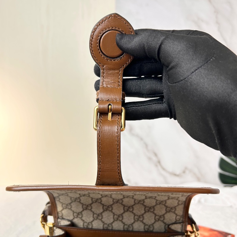 Gucci 雙G Retro系列 Supreme帆布復古馬鞍型肩背斜背包-20