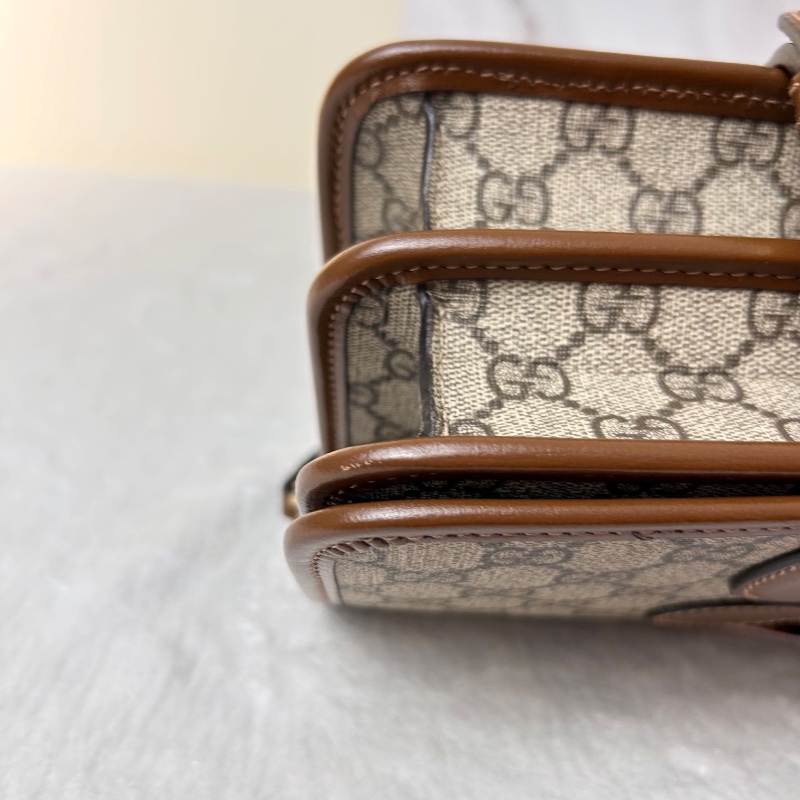 Gucci 雙G Retro系列 Supreme帆布復古馬鞍型肩背斜背包-32