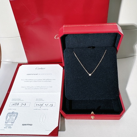 Cartier卡地亞 D'Amour玫瑰金飛碟小號項鍊，9分鑽