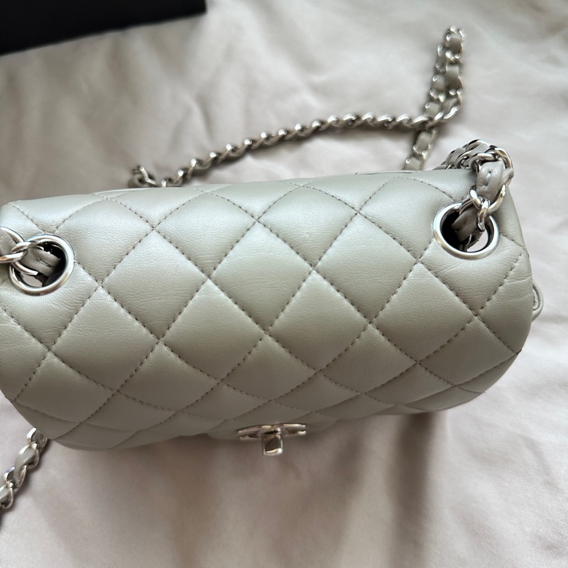 CHANEL 香奈兒方胖子霧面灰銀扣 小羊皮鏈條包 ☁️ 清冷霧灰｜正灰非偏綠灰-2