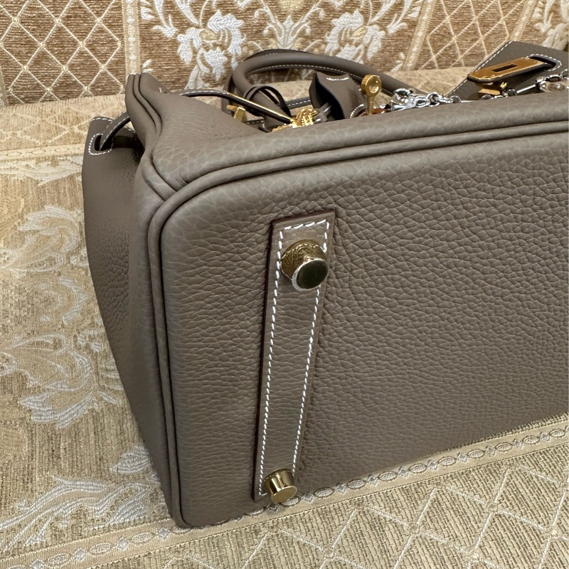 Hermes 18大象灰Togo皮金釦Birkin30手提包H027633-5