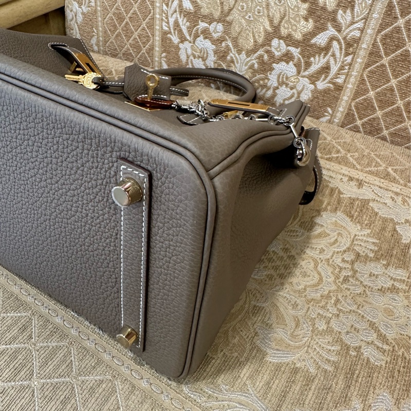 Hermes 18大象灰Togo皮金釦Birkin30手提包H027633-6