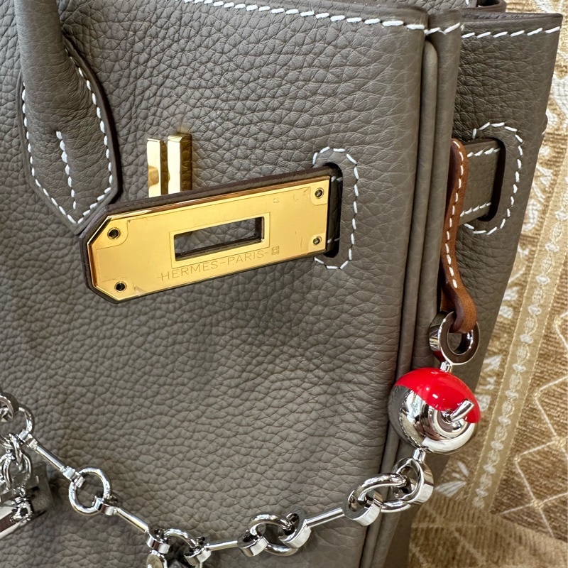 Hermes 18大象灰Togo皮金釦Birkin30手提包H027633-13