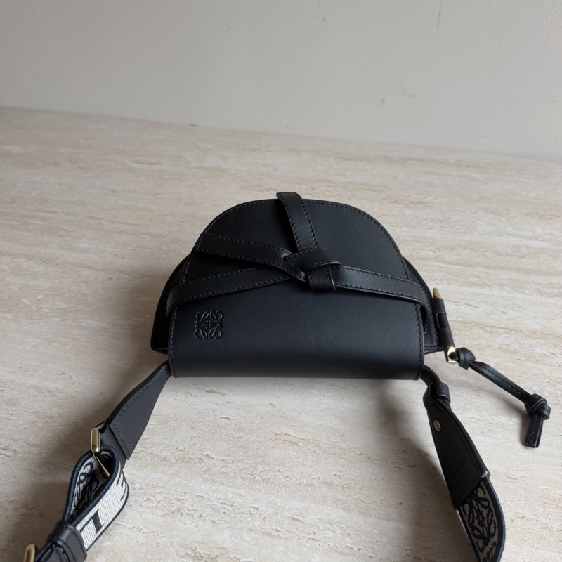 Loewe羅意威Gate Dual mini黑色寬肩帶馬鞍包 底長21cm-4