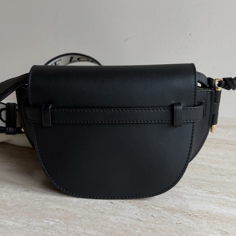 Loewe羅意威Gate Dual mini黑色寬肩帶馬鞍包 底長21cm-8