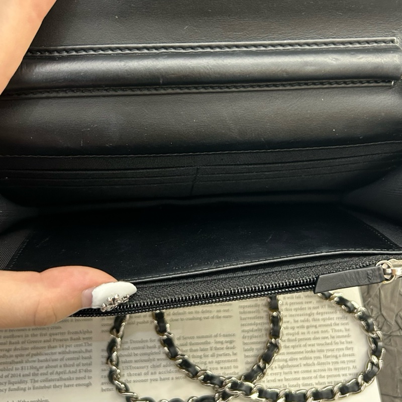 Chanel香奈兒 WOC鏈條包黃色條紋漆皮 銀色五金 尺寸：19*3*13  18開 無卡 無附件-9