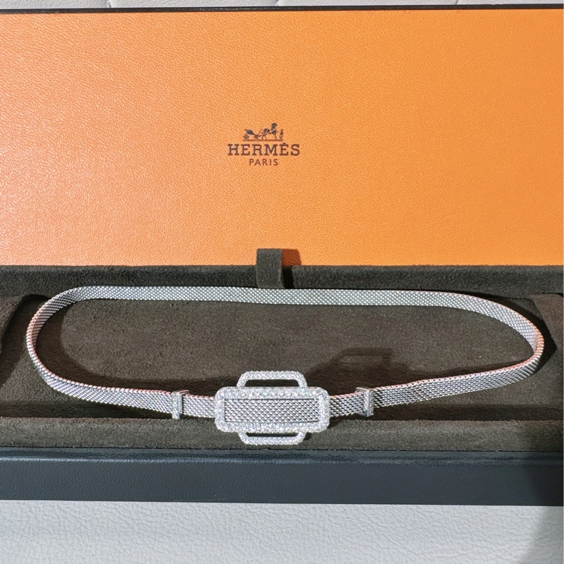 Hermes愛馬仕 Attelage高定珠寶,白金滿鑽手鍊/頸鏈/chocker ,SH 碼-2