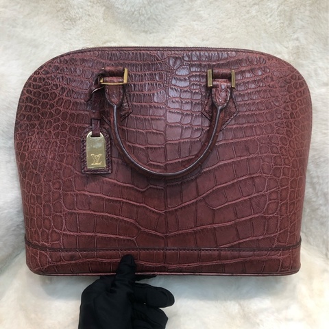 LV 啡紅色鱷魚皮 2Way Alma