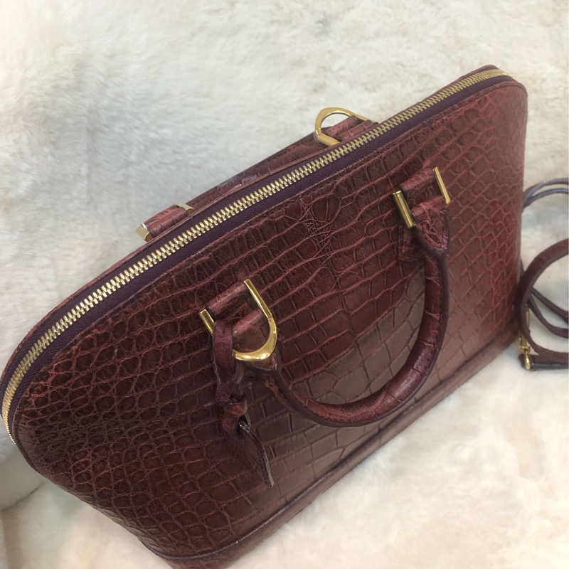 LV 啡紅色鱷魚皮 2Way Alma IA623-5