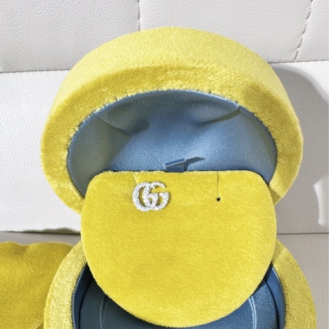Gucci古馳 白金滿鑽雙 G 耳飾