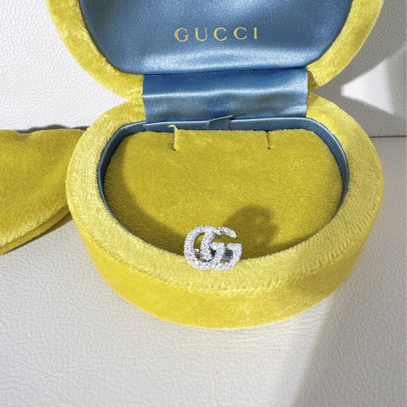 Gucci古馳 白金滿鑽雙 G 耳飾-1