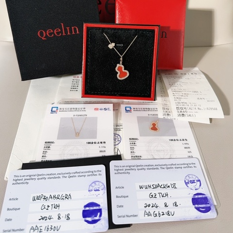 Qeelin麒麟 Wulu系列 紅瑪瑙雙葫蘆吊墜項鍊，中號