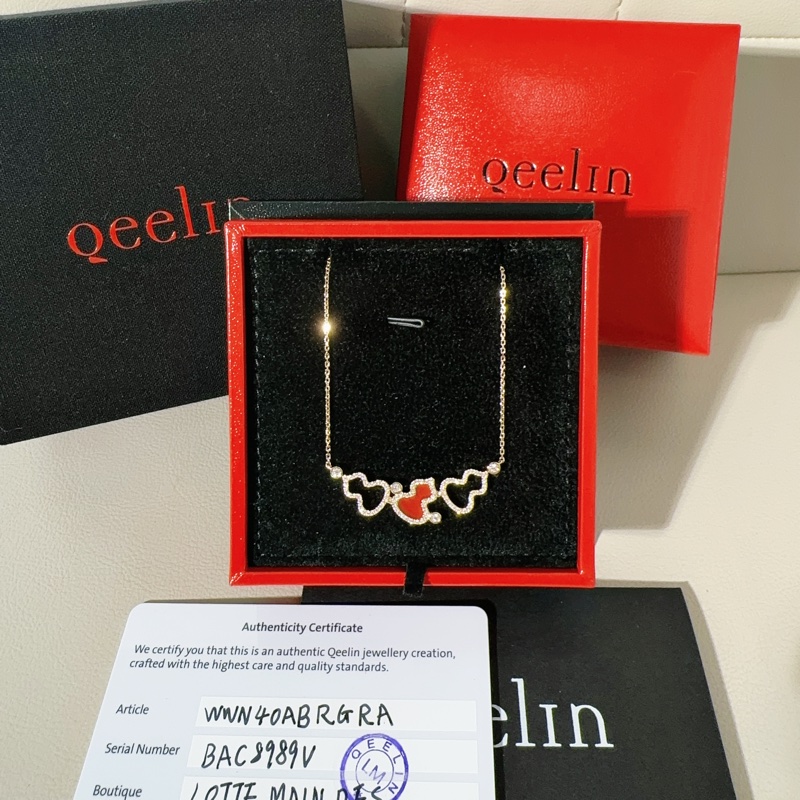 Qeelin麒麟 Wulu系列 18K玫瑰金滿鑽紅瑪瑙三葫蘆項鍊-1