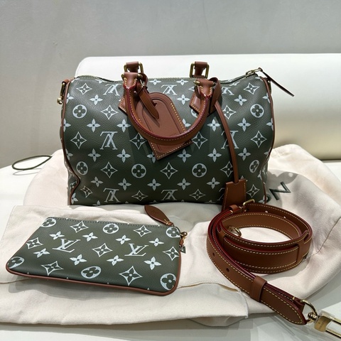 🆕 閒置新✨LV Speedy P9 Bandoulière30菲董聯名FW25  煎茶色枕頭包斜挎包手提包 金色五金 ❤️正品保障