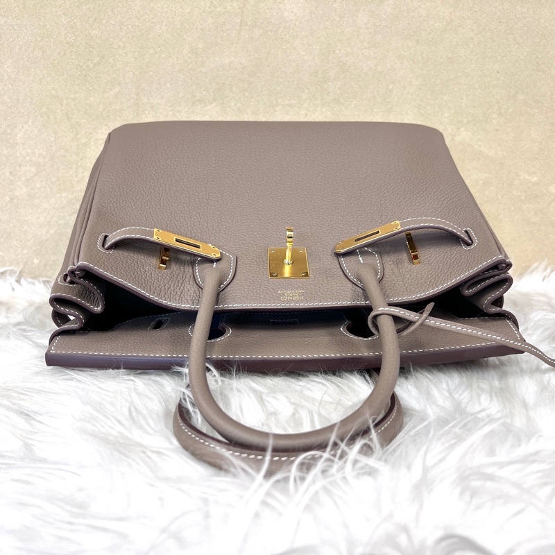 Hermes18大象灰Togo皮金釦Birkin30手提包-4