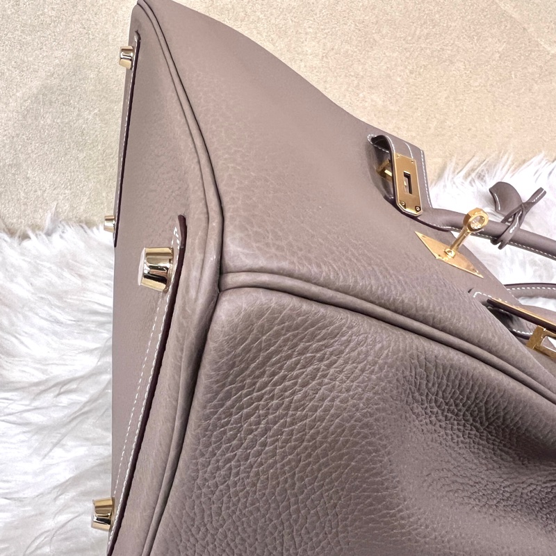 Hermes18大象灰Togo皮金釦Birkin30手提包-6