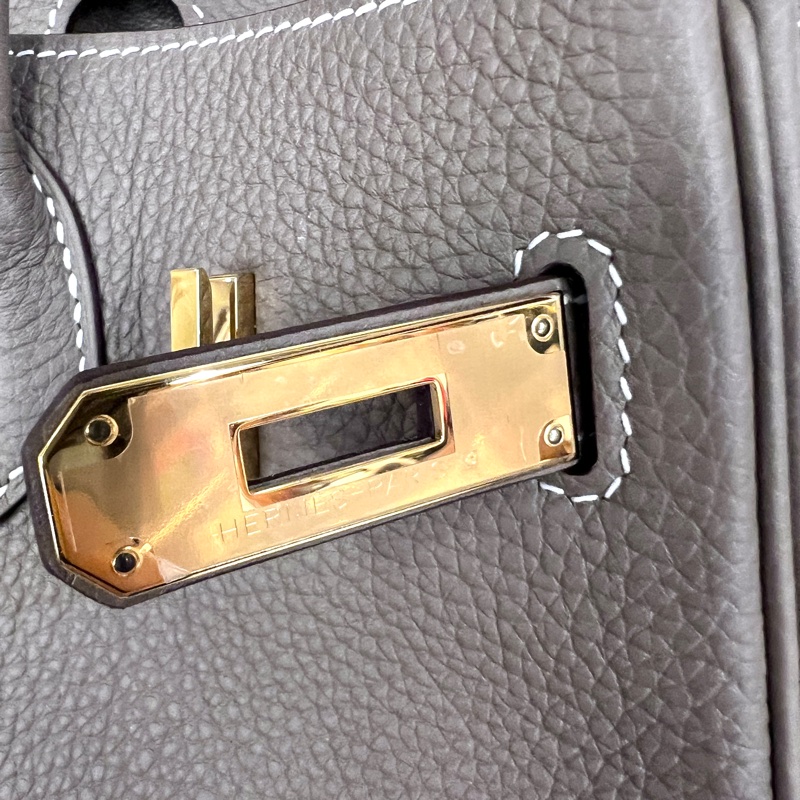 Hermes18大象灰Togo皮金釦Birkin30手提包-11