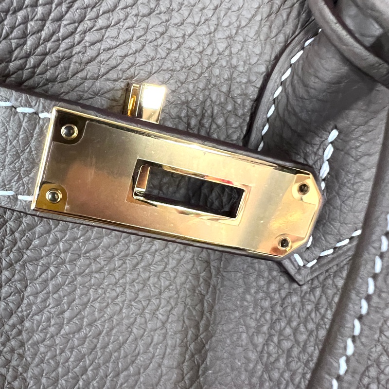 Hermes18大象灰Togo皮金釦Birkin30手提包-12