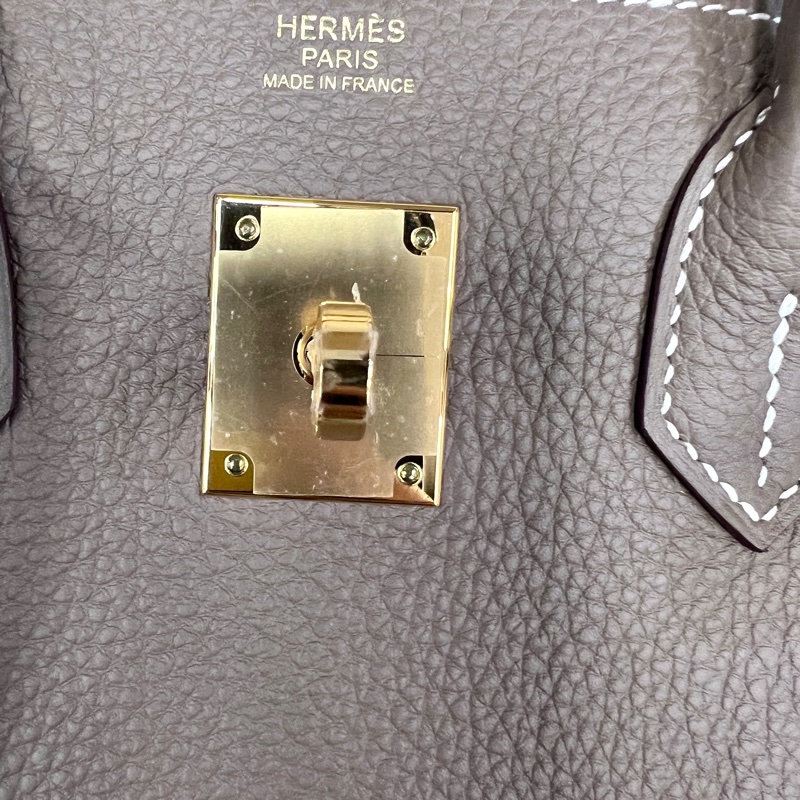 Hermes18大象灰Togo皮金釦Birkin30手提包-13