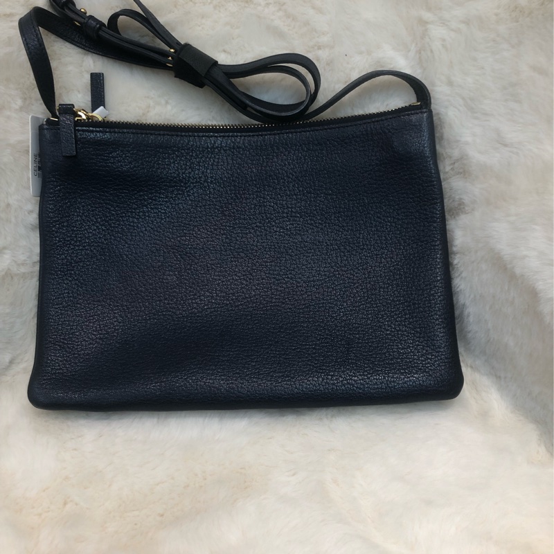 CELINE 藍色皮革 TRIO 三層手袋 XA196-2