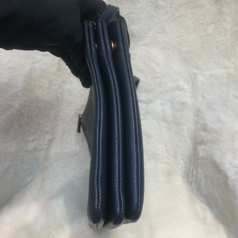 CELINE 藍色皮革 TRIO 三層手袋 XA196-3