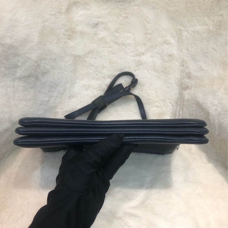 CELINE 藍色皮革 TRIO 三層手袋 XA196-5