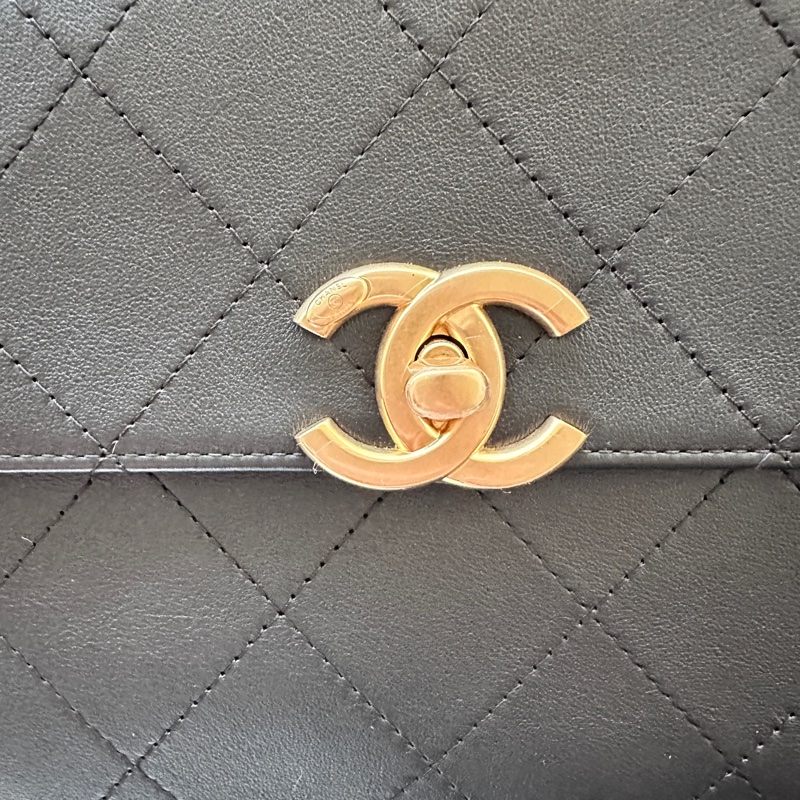 🖤 Chanel 25S Top Handle 香奈兒經典翻蓋手提鏈條包｜黑金霧面羊皮 🖤-1