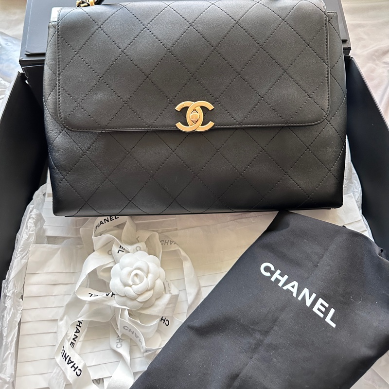 🖤 Chanel 25S Top Handle 香奈兒經典翻蓋手提鏈條包｜黑金霧面羊皮 🖤-7
