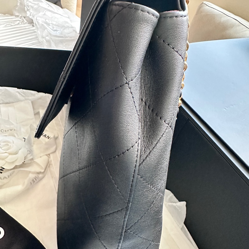 🖤 Chanel 25S Top Handle 香奈兒經典翻蓋手提鏈條包｜黑金霧面羊皮 🖤-11