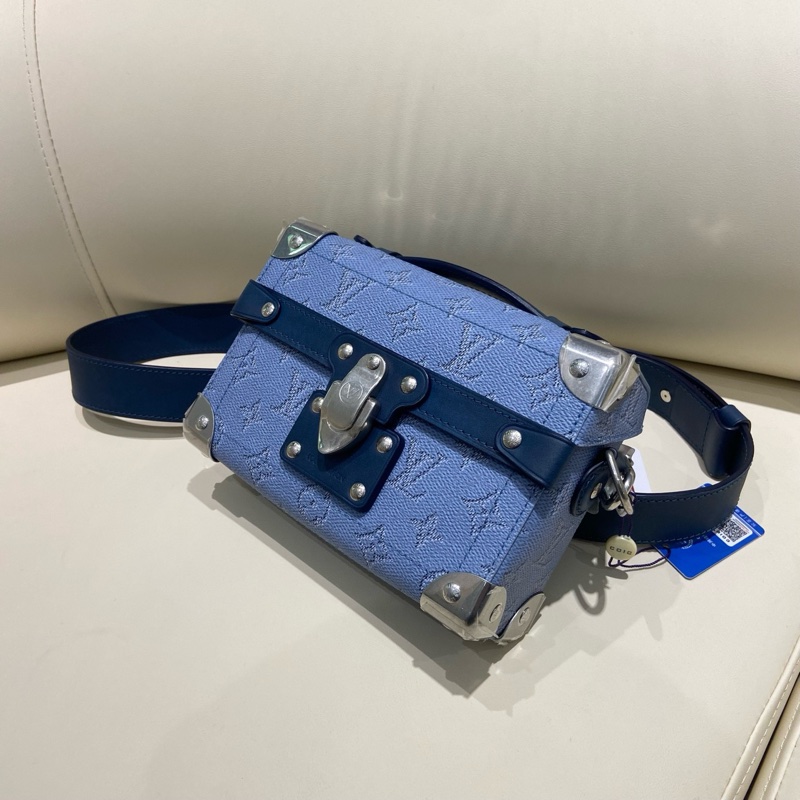 🔵閒置新路易威登/Louis Vuitton SOUL TRUNK郵差盒子斜挎包 藍色 芯片款 銀色五金💙正品保障-2