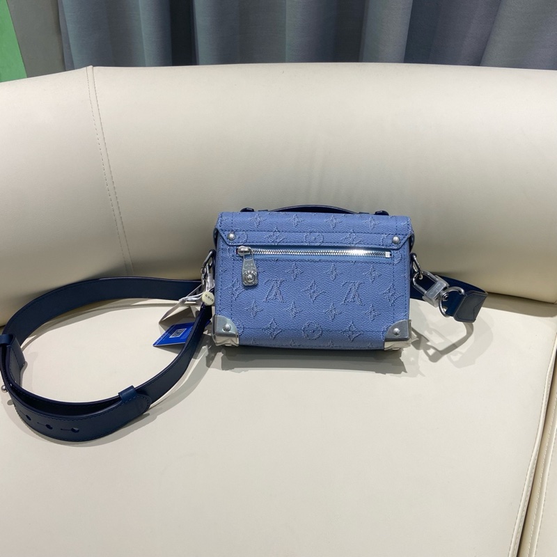 🔵閒置新路易威登/Louis Vuitton SOUL TRUNK郵差盒子斜挎包 藍色 芯片款 銀色五金💙正品保障-3