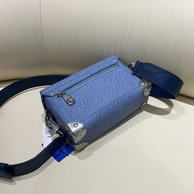 🔵閒置新路易威登/Louis Vuitton SOUL TRUNK郵差盒子斜挎包 藍色 芯片款 銀色五金💙正品保障-4