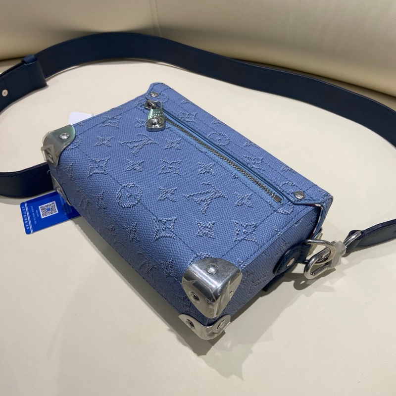 🔵閒置新路易威登/Louis Vuitton SOUL TRUNK郵差盒子斜挎包 藍色 芯片款 銀色五金💙正品保障-5
