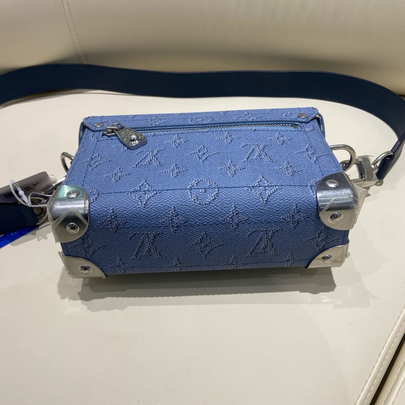 🔵閒置新路易威登/Louis Vuitton SOUL TRUNK郵差盒子斜挎包 藍色 芯片款 銀色五金💙正品保障-6