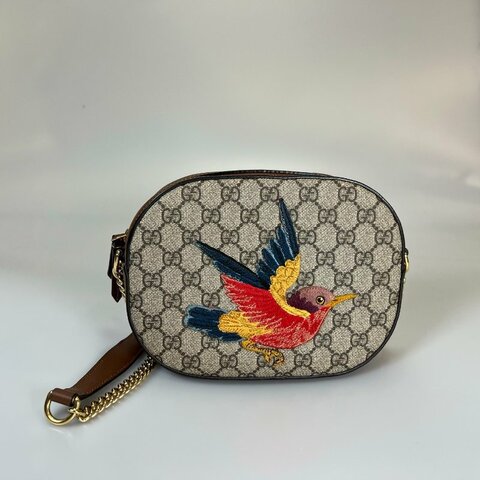 GUCCI  刺繡五色鳥老花相機包