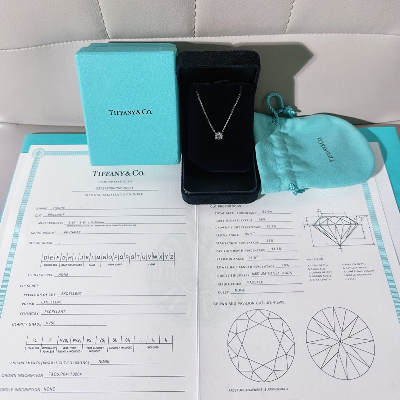 Tiffany蒂芙尼 四爪單鑽鑽石項鍊-0