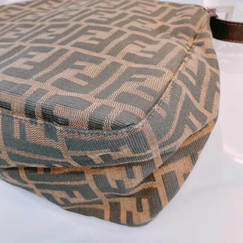 MS0641 Fendi 芬迪單肩包 帆布咖啡色銀扣 Zucca Mamma Baguette 30cm Canvas Brown x PHW-10