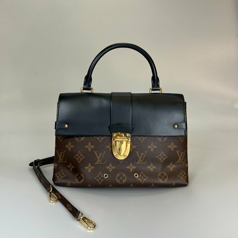 LV M43125 黑拚老花One Handle Flap MM側肩包