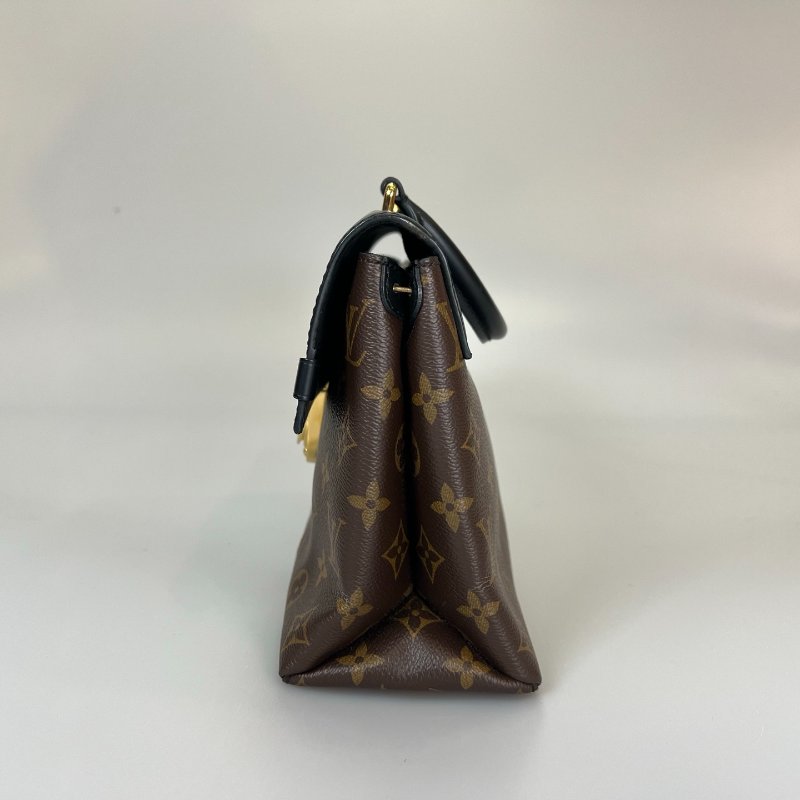 LV M43125 黑拚老花One Handle Flap MM側肩包-2