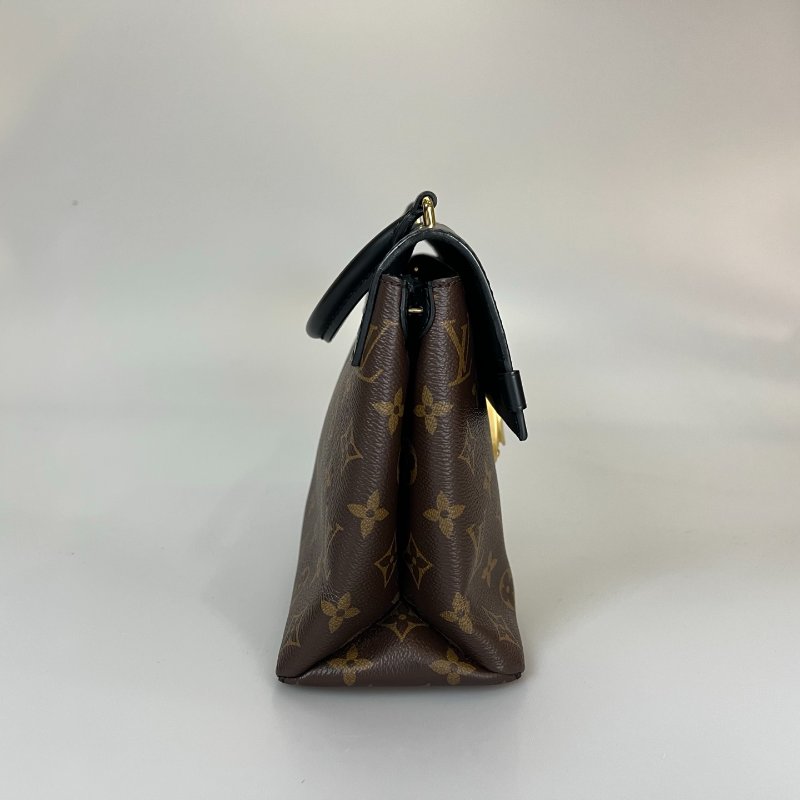 LV M43125 黑拚老花One Handle Flap MM側肩包-3
