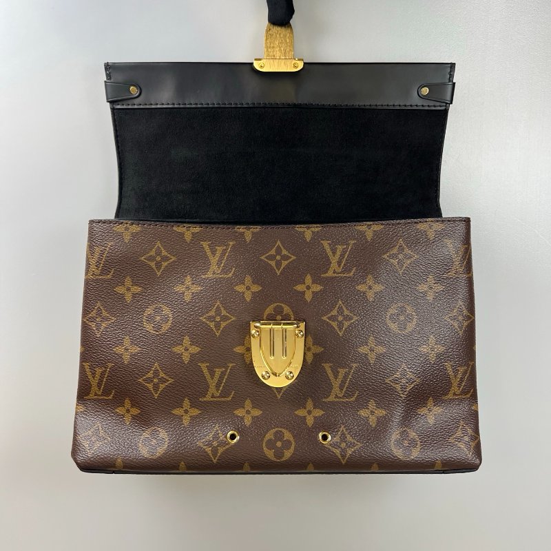 LV M43125 黑拚老花One Handle Flap MM側肩包-5