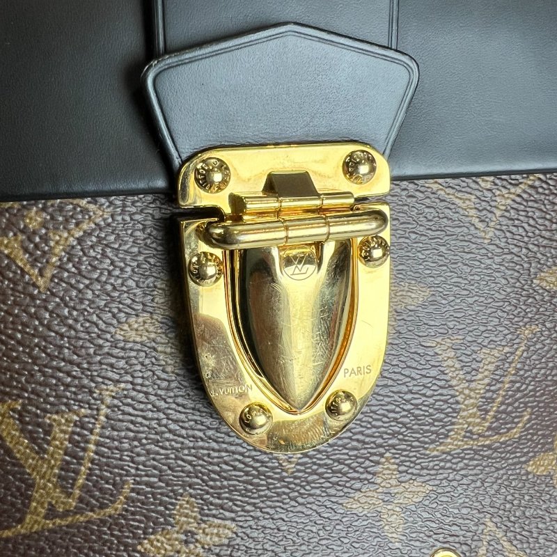 LV M43125 黑拚老花One Handle Flap MM側肩包-9