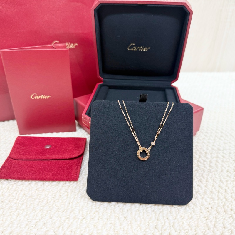 Cartier 卡地亞✨細節控必備 玫瑰金LOVE吊墜2顆鑽項鍊B7224509-0