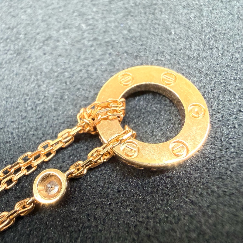 Cartier 卡地亞✨細節控必備 玫瑰金LOVE吊墜2顆鑽項鍊B7224509-7