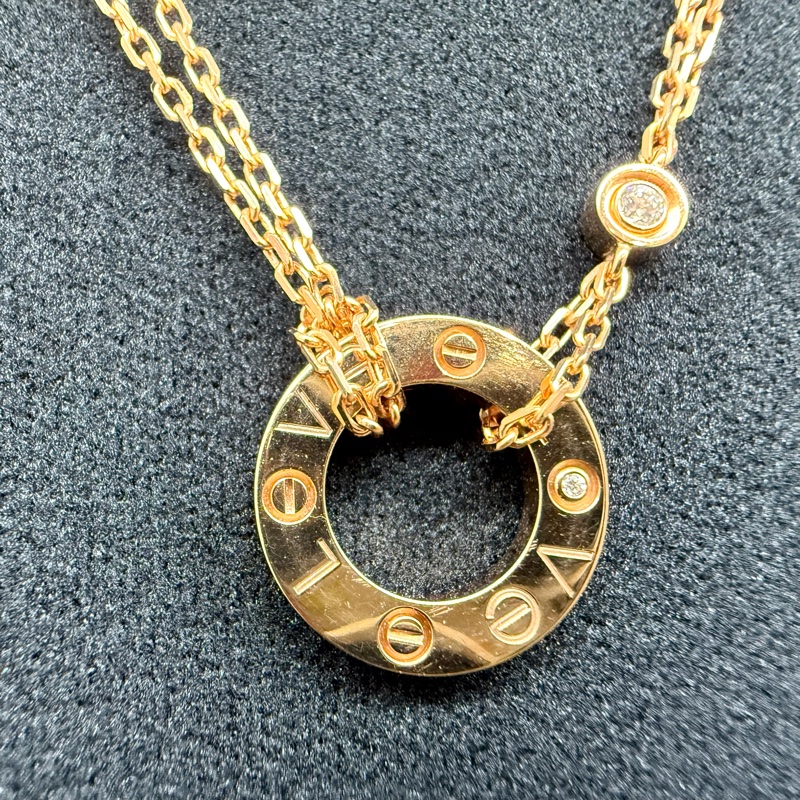 Cartier 卡地亞✨細節控必備 玫瑰金LOVE吊墜2顆鑽項鍊B7224509-12
