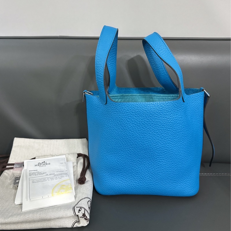 Hermes愛馬仕 Picotin18菜籃子手提包，B3坦桑尼亞藍，銀扣 A刻-2