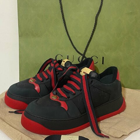 Gucci正品 紅拼黑Screener小髒鞋#10.5
