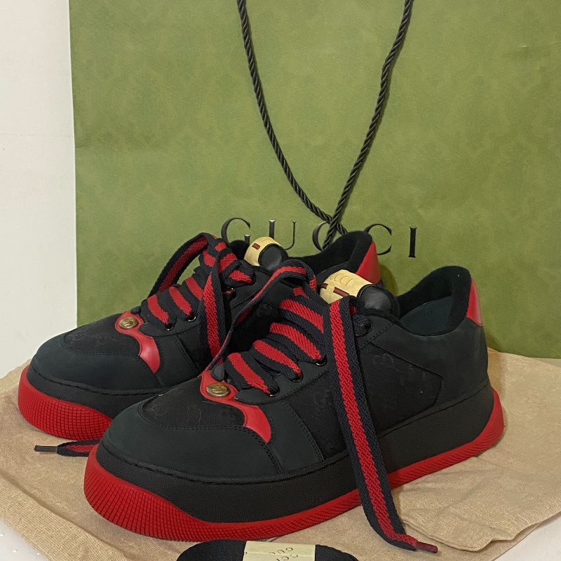 Gucci正品 紅拼黑Screener小髒鞋#10.5-0