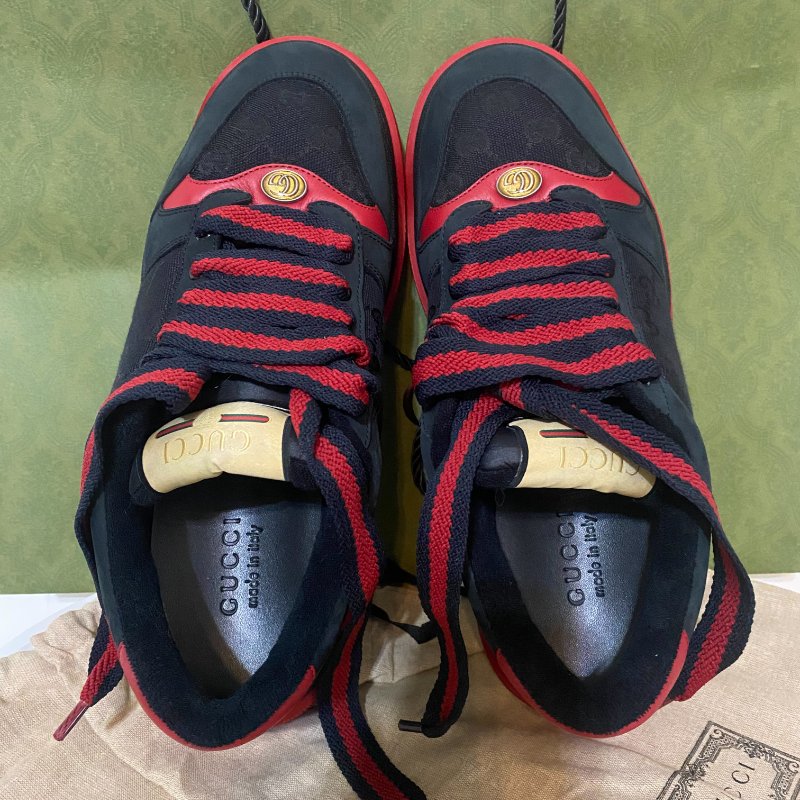 Gucci正品 紅拼黑Screener小髒鞋#10.5-9