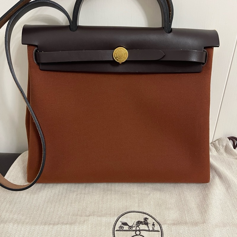 95%新 愛馬仕 herbag 31cm金扣-5
